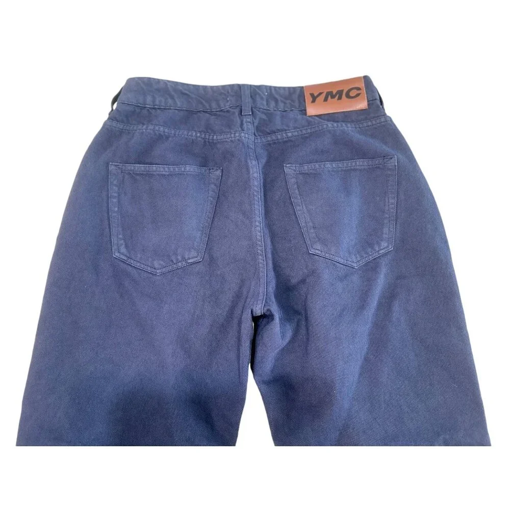 YMC Tearaway Jeans Men Small Navy Blue Cropped Tapered Relaxed Mid Rise Straight